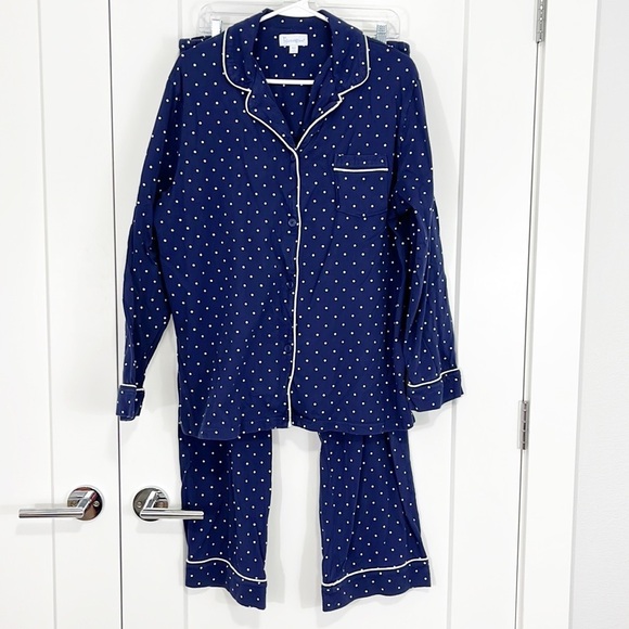Pajamagram Other - Pajamagram Large Blue Polka Dot Pajama Set - Long Sleeve Button Up Top and Pants